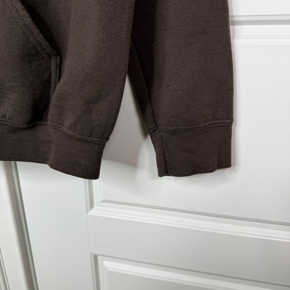 Lonely Ghost Hoodie Mens Medium Brown Its Cool To Care Earth Smiley Sweatshirt - Picture 5 of 7